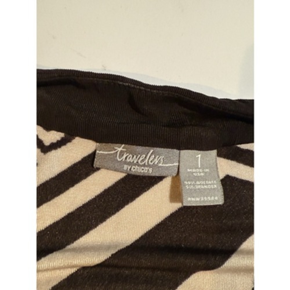 Chico's Travelers Maxi Dress Women 1 M Brown Cream Geometric Sleeveless Boho - Picture 4 of 8
